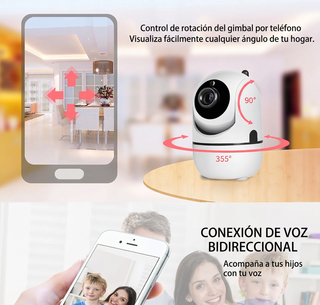 Cámara de Seguridad Inteligente WiFi 360° - Full HD 1080p