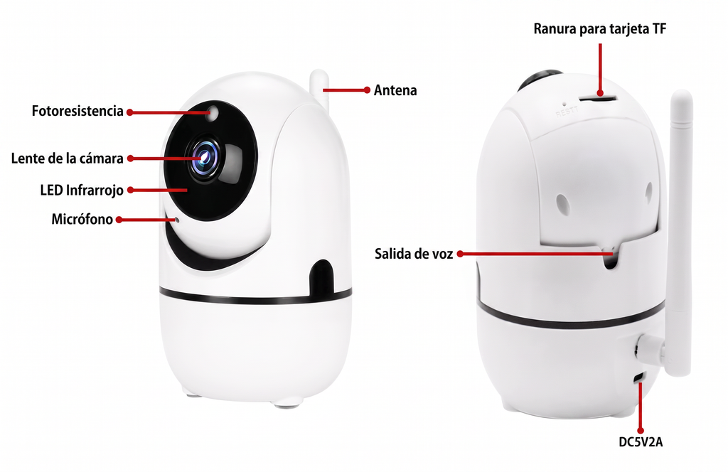 Cámara de Seguridad Inteligente WiFi 360° - Full HD 1080p