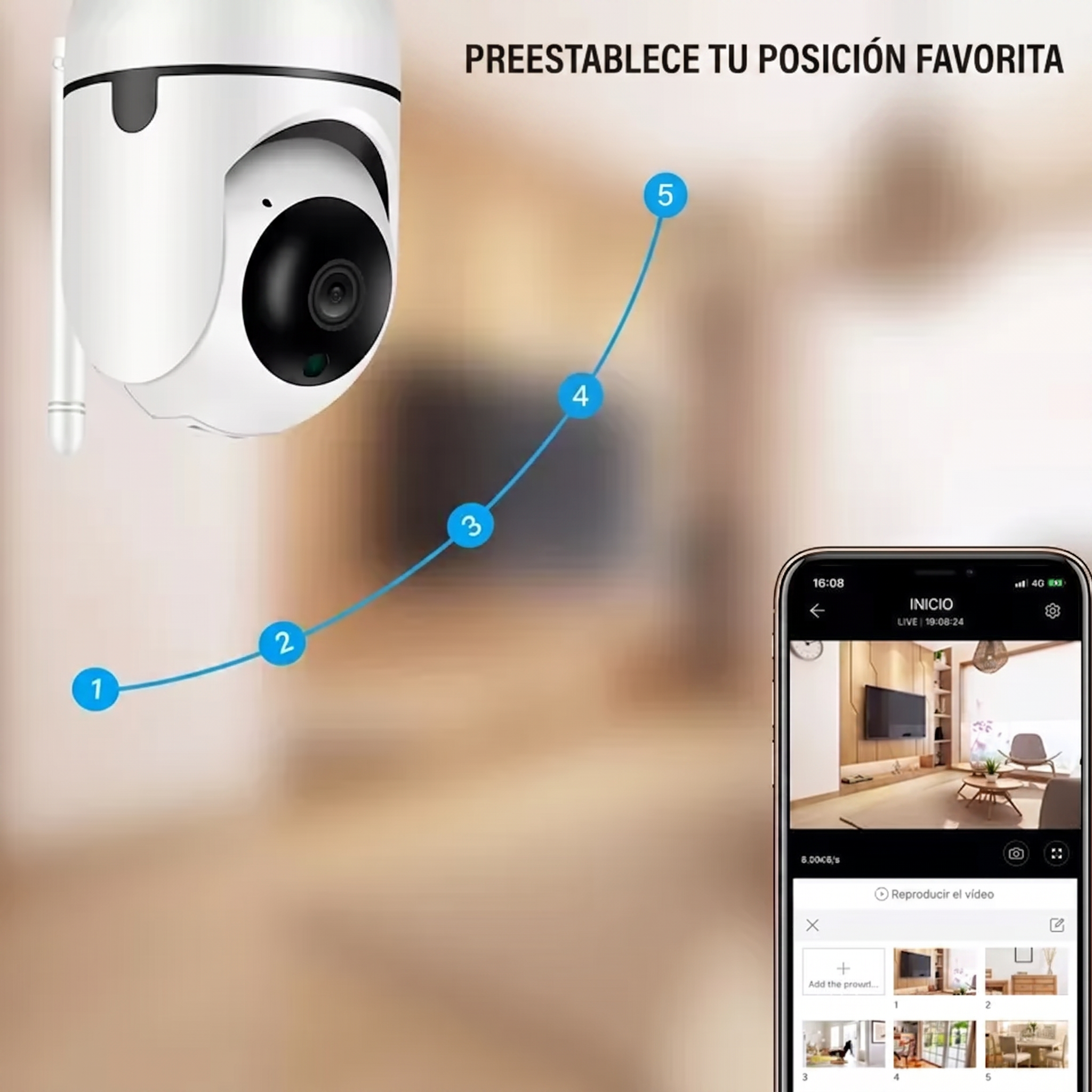 Cámara de Seguridad Inteligente WiFi 360° - Full HD 1080p